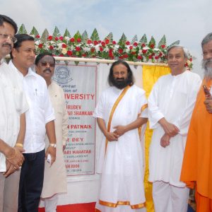 2008 : In 2008, the foundation stone for the University was laid by Sri Sri Ravi Shankar ji along with Shri Naveen Patnaik, Chief Minister, Odisha.