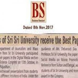 Success story of Journalism and Mass Communication students gets published in Business Standard.
