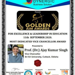 Prof.(Dr.) Ajay Kumar Singh- Vice Chancellor award for Excellence & Leadership in Education during Golden AIM